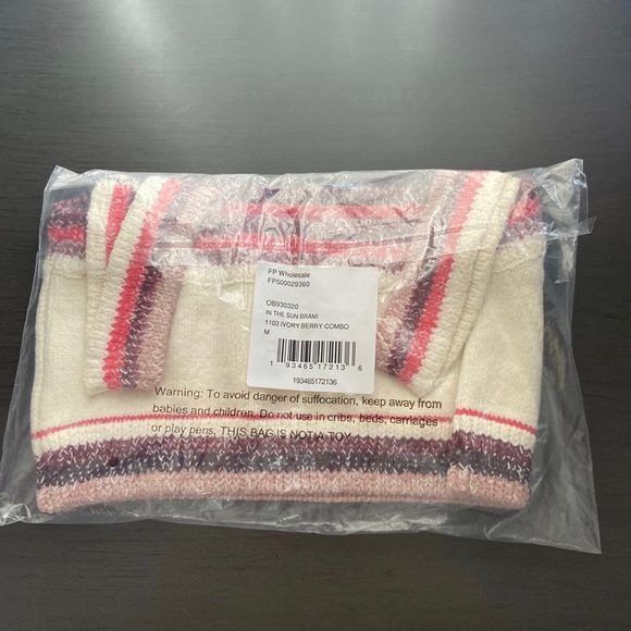 NWT Free People In the Sun Brami cropped tank top Ivory berry combo M - Picture 7 of 8